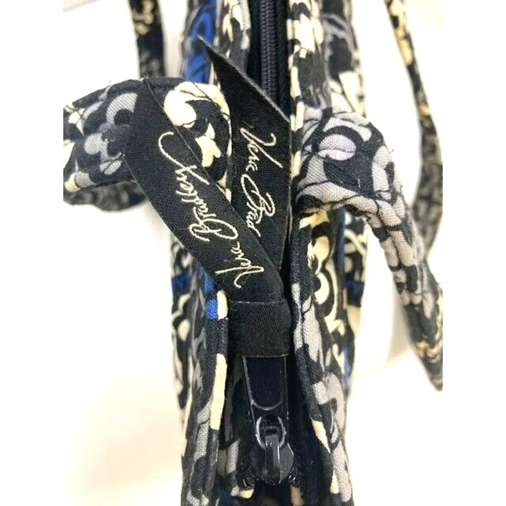 Vera Bradley Purse Canterbury Cobalt Pattern Blue Black White Double Strap‎